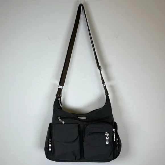 Baggallini ‘Everywhere’ Bag Charcoal Gray Bright Pink Lining Adjustable Strap - Picture 1 of 16